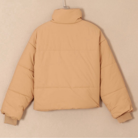 Brown Zip up Pocketed Puffer Coat - Picture 4 of 6